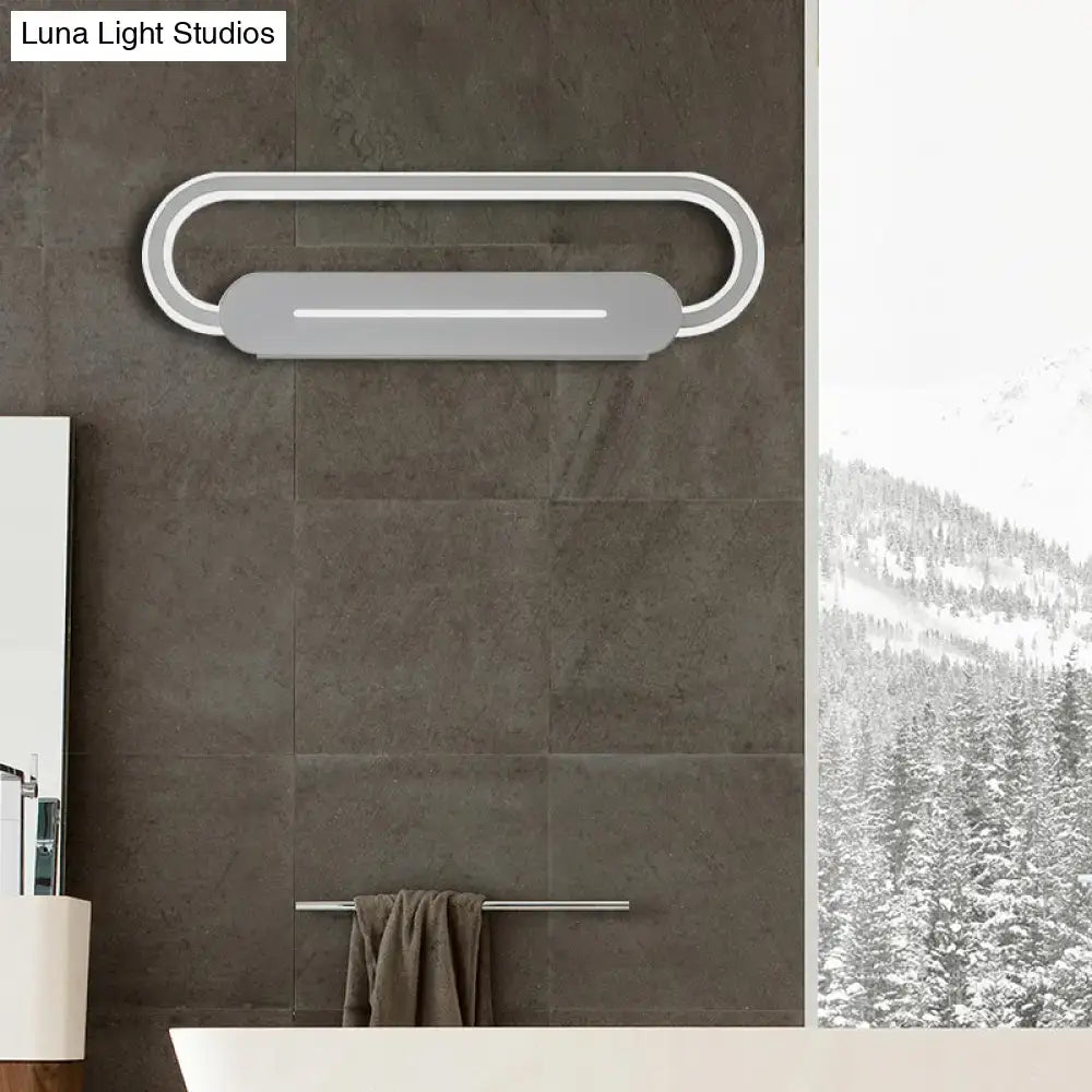 Modern minimalist gray oval LED wall sconce with a slim inner light bar on Tampa Home & Garden Store