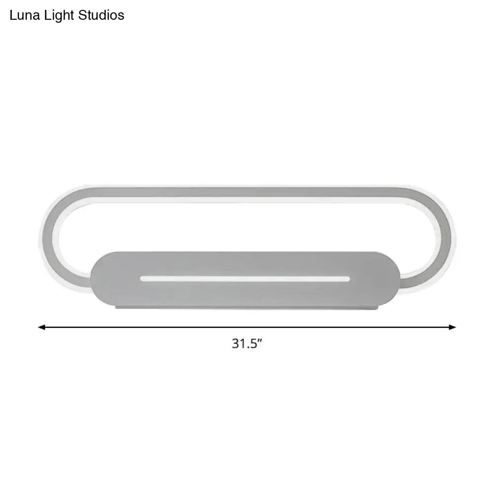 Decorbites gray oval LED wall sconce with looped halo design, 31.5 inches wide on Tampa Home & Garden Store