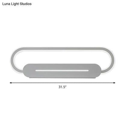 Decorbites gray oval LED wall sconce with looped halo design, 31.5 inches wide on Tampa Home & Garden Store