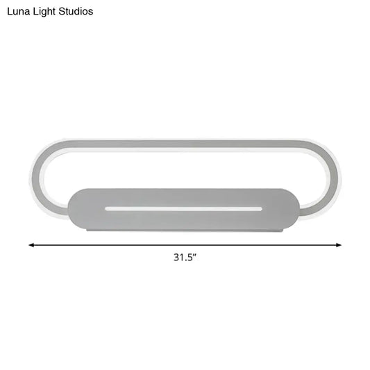 Decorbites gray oval LED wall sconce with looped halo design, 31.5 inches wide on Tampa Home & Garden Store