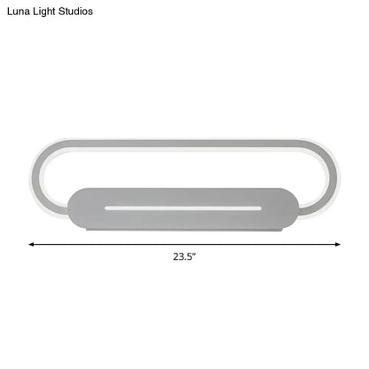 Decorbites modern gray oval LED wall sconce with looped frame, 23.5 inches wide for bedroom on Tampa Home & Garden Store