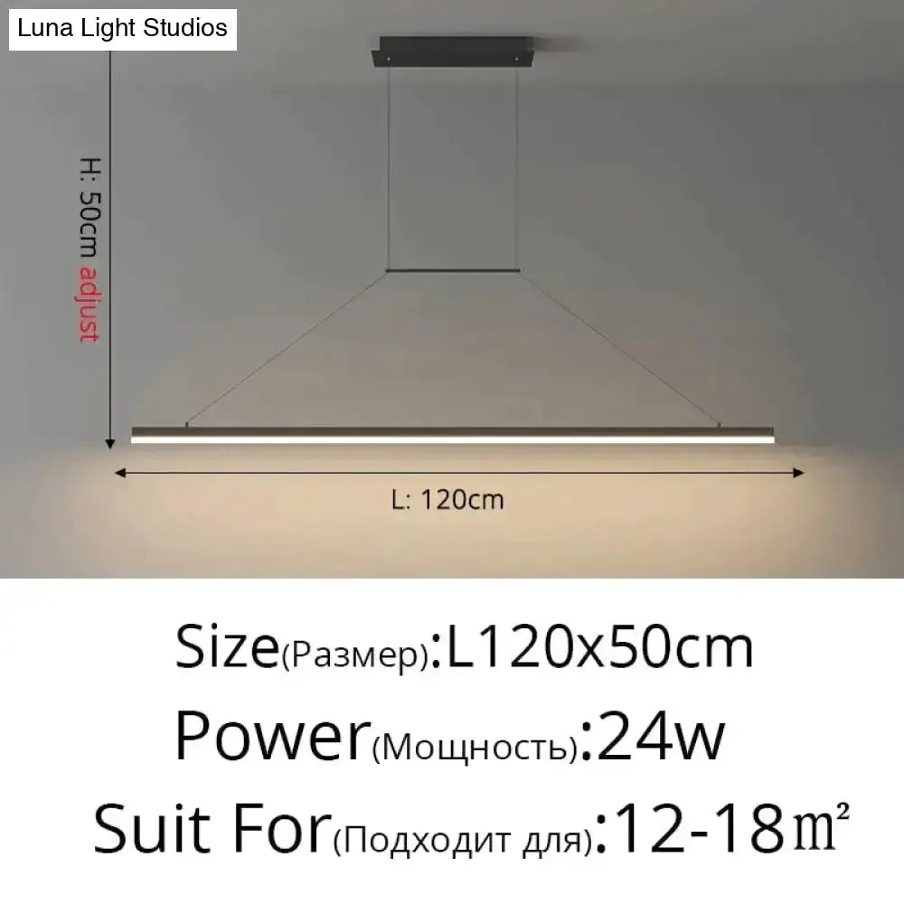 Pendant light Decorbites black LED bar, modern minimalist dining fixture, 120 cm long, 24W on Tampa Home & Garden Store