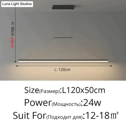Pendant light Decorbites black LED bar, modern minimalist dining fixture, 120 cm long, 24W on Tampa Home & Garden Store