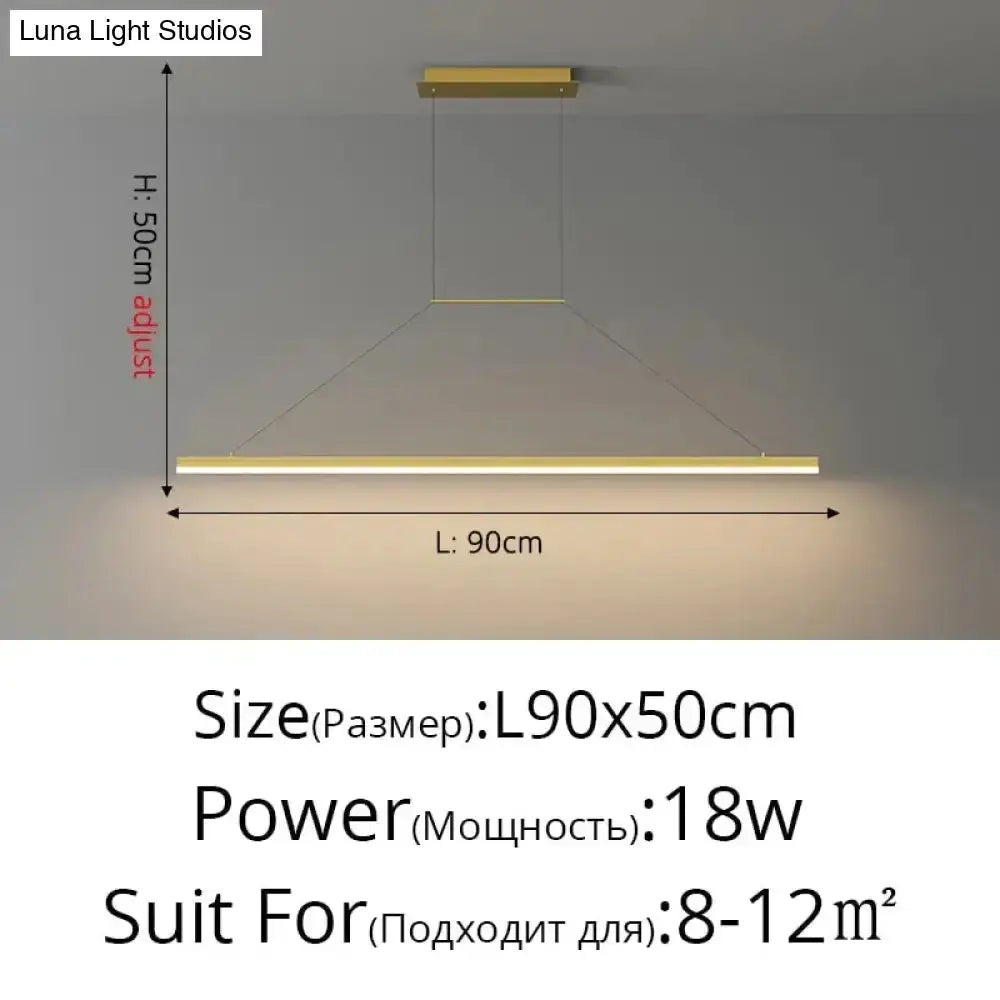 Modern minimalist LED black pendant light by Decorbites for dining room, 90cm long, 18W on Tampa Home & Garden Store