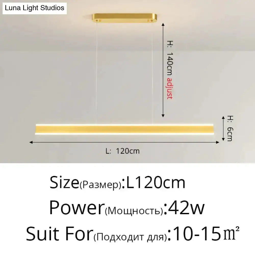 Pendant light Decorbites long 120cm brass finish LED with adjustable height, 42W for 10–15m2 on Tampa Home & Garden Store