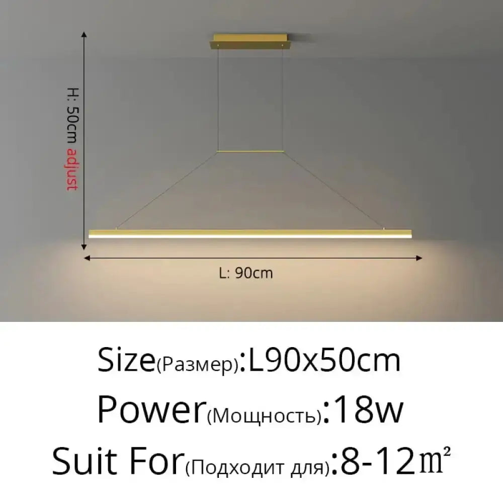 Pendant light Decorbites black minimalist LED for dining room, 90cm long, adjustable height 50cm on Tampa Home & Garden Store