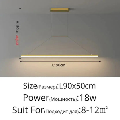 Pendant light Decorbites black minimalist LED for dining room, 90cm long, adjustable height 50cm on Tampa Home & Garden Store