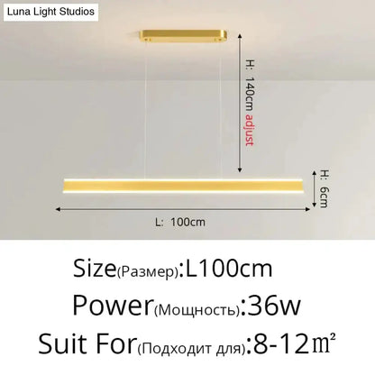 Pendant light Decorbites modern minimalist LED black linear pendant for dining room 100cm on Tampa Home & Garden Store