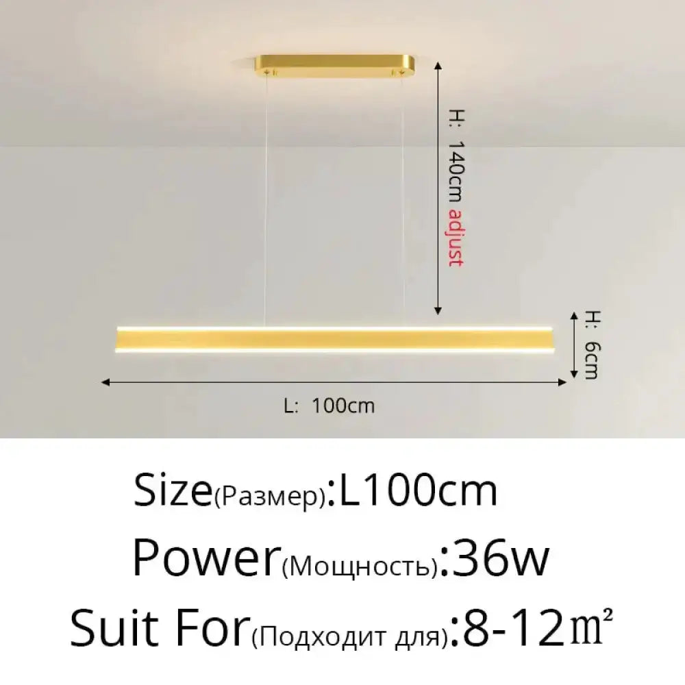 Decorbites black LED pendant light for dining, minimalist, 100cm long, adjustable height on Tampa Home & Garden Store