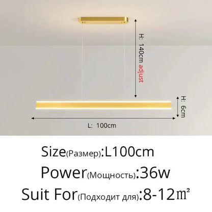 Decorbites black LED pendant light for dining, minimalist, 100cm long, adjustable height on Tampa Home & Garden Store
