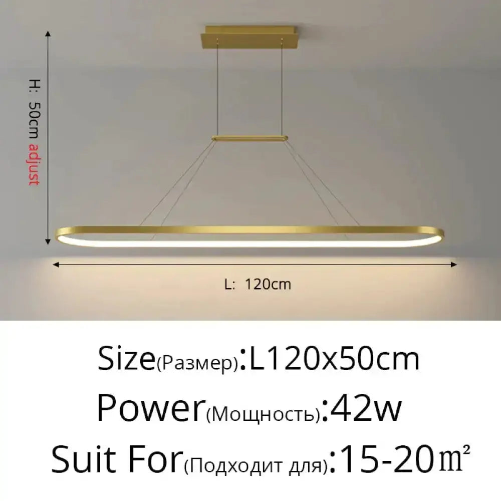 Pendant light gold-tone circular LED ring by Decorbites for dining room on Tampa Home & Garden Store