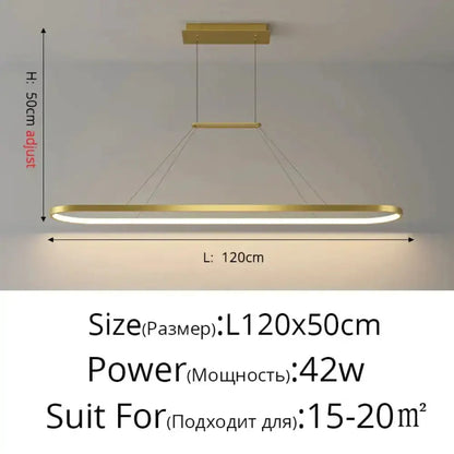 Pendant light gold-tone circular LED ring by Decorbites for dining room on Tampa Home & Garden Store