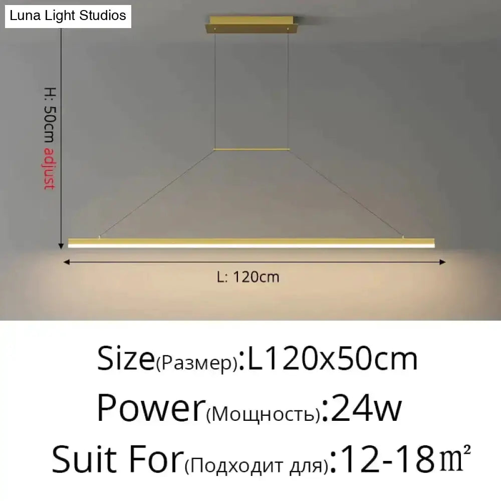 Pendant light linear LED bar with gold finish, 120 cm long, 24W, Decorbites Home & Garden on Tampa Home & Garden Store