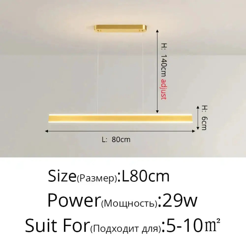 Decorbites gold-finish LED pendant light, 80cm long bar, two-cable suspension on Tampa Home & Garden Store