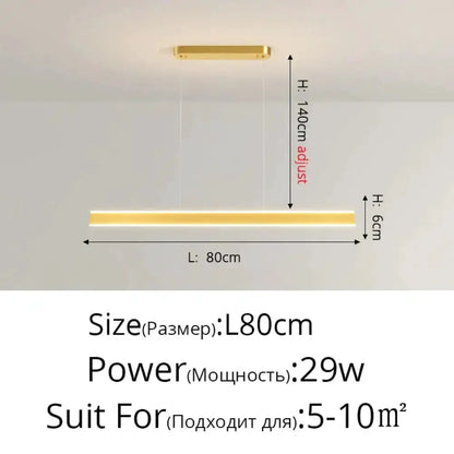 Decorbites gold-finish LED pendant light, 80cm long bar, two-cable suspension on Tampa Home & Garden Store