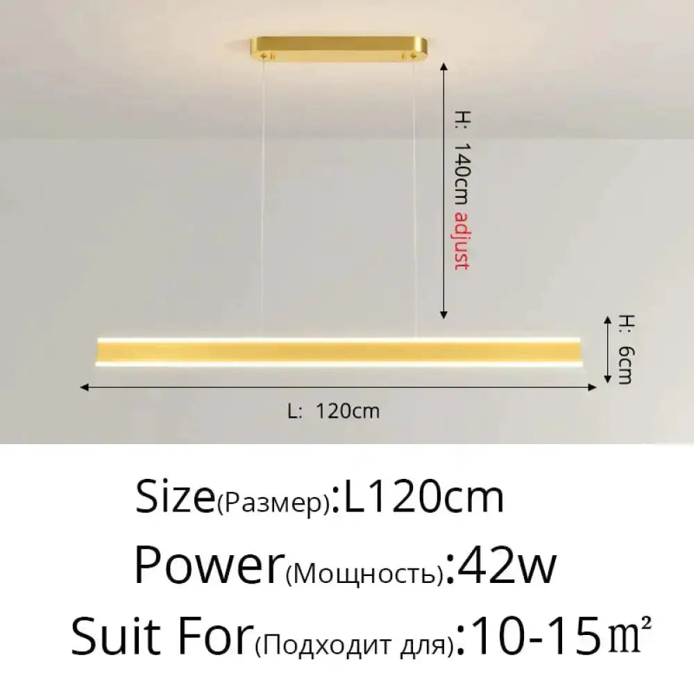 Pendant light Decorbites black LED bar with brass canopy 120cm long on Tampa Home & Garden Store