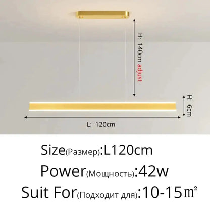 Pendant light Decorbites black LED bar with brass canopy 120cm long on Tampa Home & Garden Store