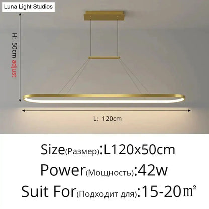 Pendant light with gold circular LED ring and adjustable cables for dining room on Tampa Home & Garden Store