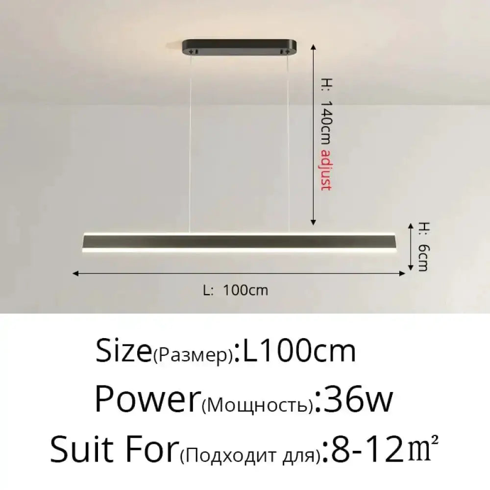 Pendant light Decorbites: modern LED black fixture, 100cm long for dining room on Tampa Home & Garden Store