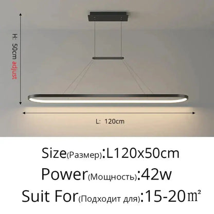 Pendant light modern minimalist black LED bar, 120cm long, 50cm high, 42W, Decorbites on Tampa Home & Garden Store