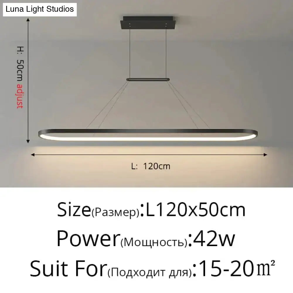 Pendant light modern minimalist black LED bar Decorbites for dining room 120cm long 50cm high on Tampa Home & Garden Store