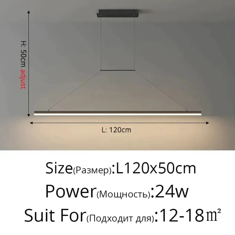 Pendant light Decorbites black LED bar, 120cm long, minimalist dining fixture on Tampa Home & Garden Store