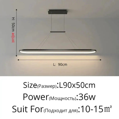 Pendant light Decorbites LED black, modern minimalist dining lamp, 90 cm long, 36W on Tampa Home & Garden Store