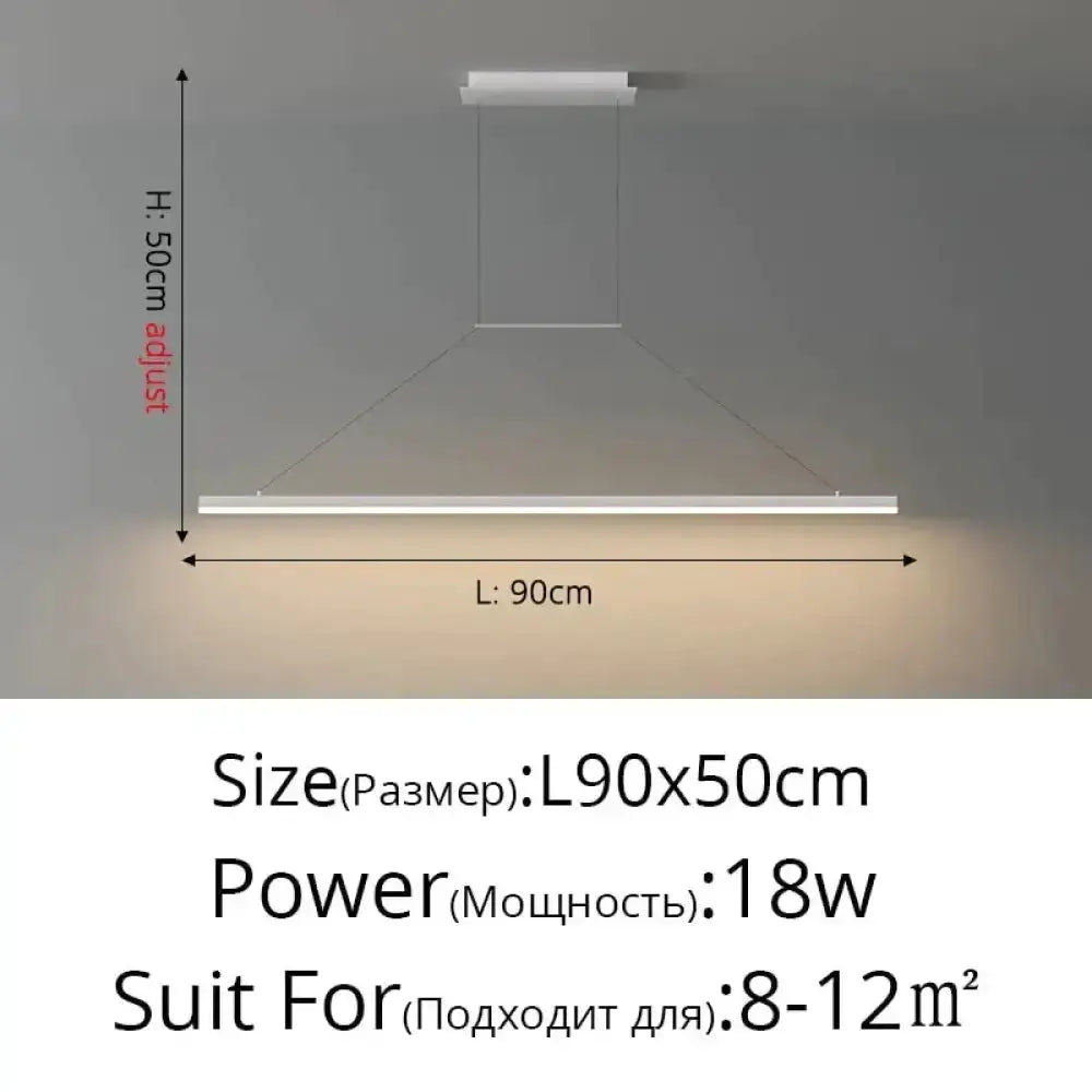Decorbites black LED pendant light, modern minimalist dining bar fixture, 90cm long on Tampa Home & Garden Store