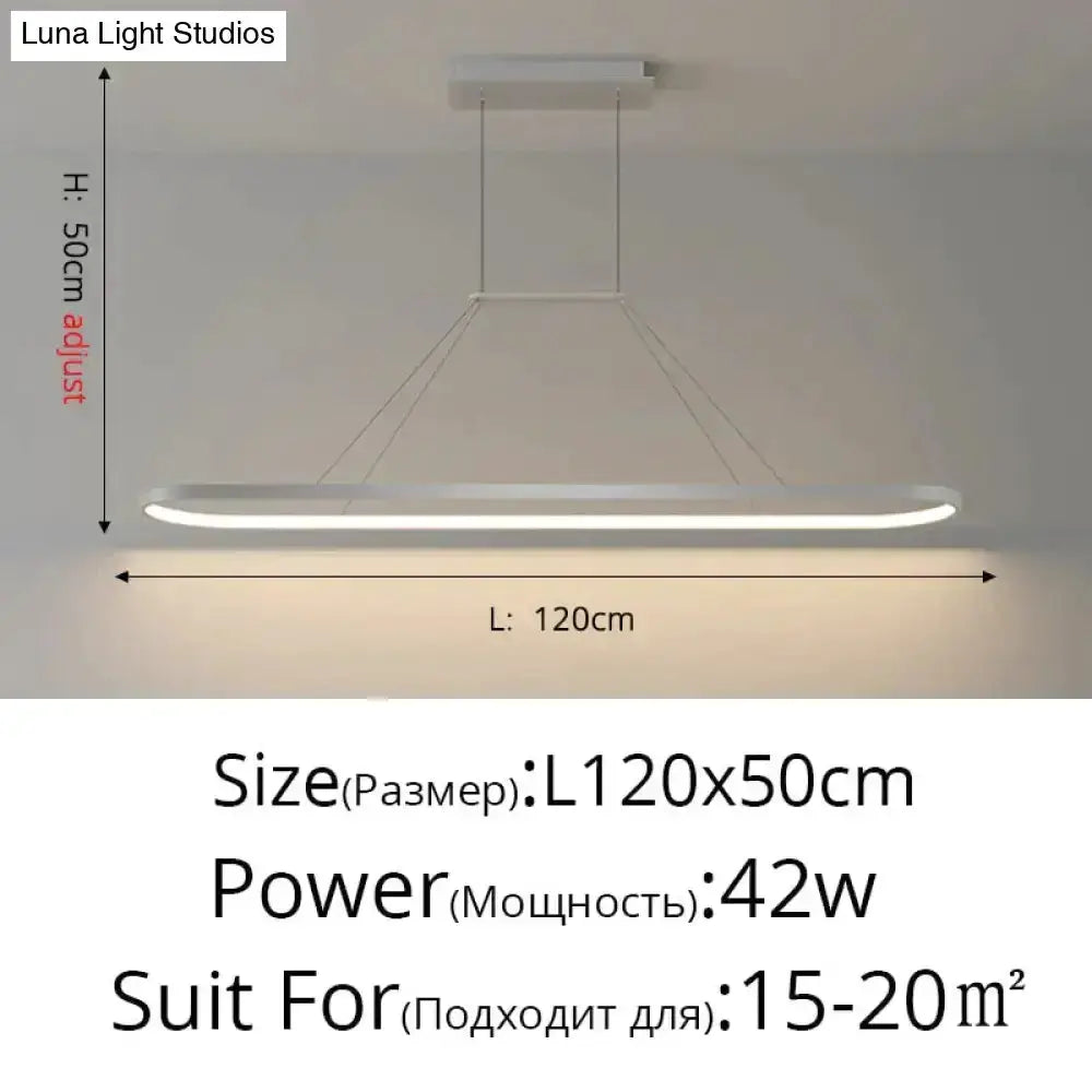 Decorbites pendant light, modern minimalist LED white curved dining lamp, 120 cm long on Tampa Home & Garden Store