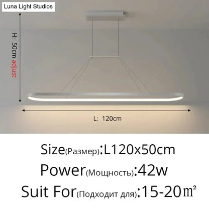 Decorbites pendant light, modern minimalist LED white curved dining lamp, 120 cm long on Tampa Home & Garden Store