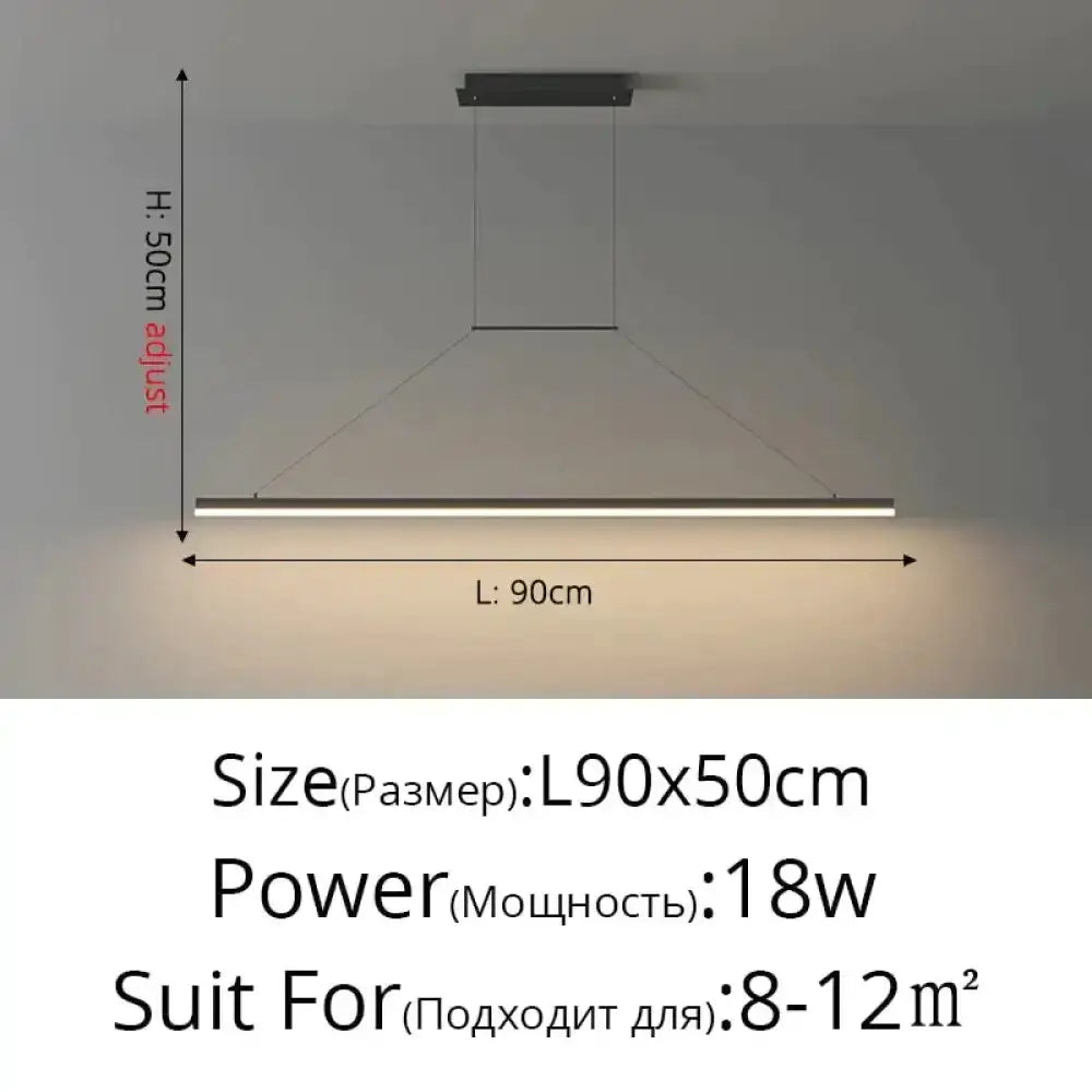 Pendant light black LED bar, 90 cm long, height adjustable, Decorbites for dining room on Tampa Home & Garden Store