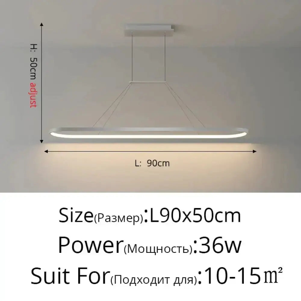 Pendant light Modern minimalist LED ring for dining room, adjustable height, 90cm long on Tampa Home & Garden Store