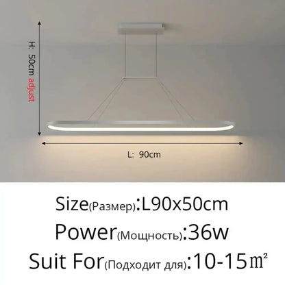 Pendant light Modern minimalist LED ring for dining room, adjustable height, 90cm long on Tampa Home & Garden Store