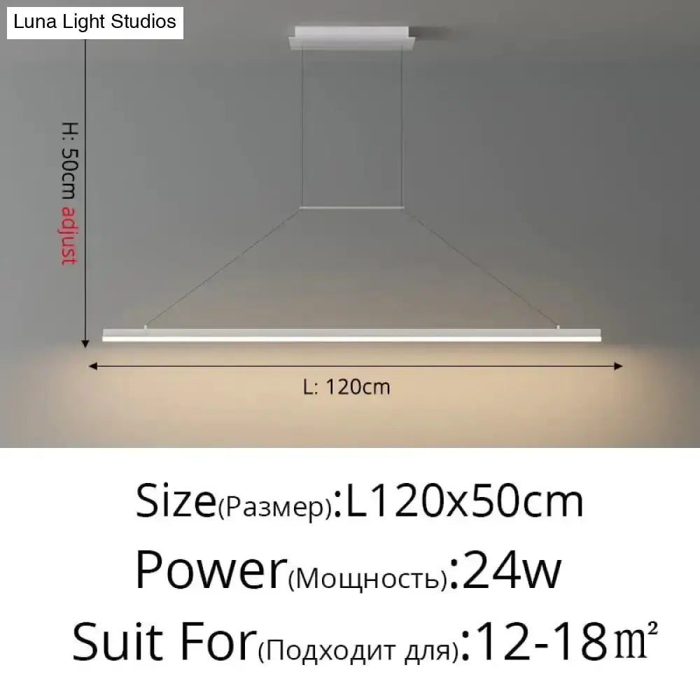Pendant light Decorbites minimalist LED black dining fixture, 120cm long, 24W, 50cm height on Tampa Home & Garden Store