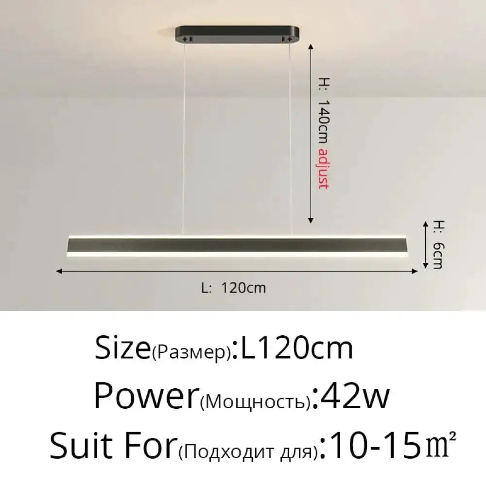 Pendant Light Decorbites, modern minimalist black LED fixture for dining room, 120cm long on Tampa Home & Garden Store