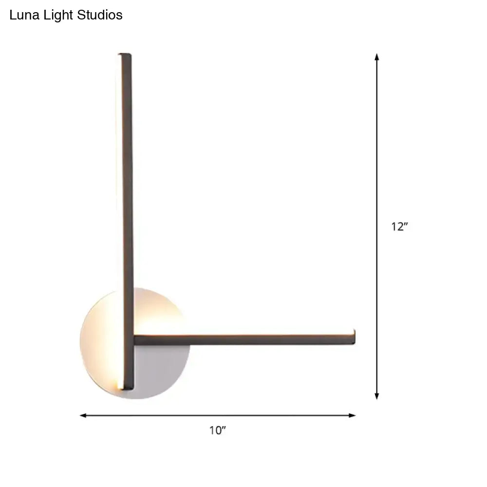 Decorbites black acrylic linear wall light with dual-temp LED, L-shaped with round base 12x10 in wide on Tampa Home & Garden Store