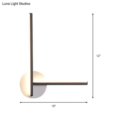 Decorbites black acrylic linear wall light with dual-temp LED, L-shaped with round base 12x10 in wide on Tampa Home & Garden Store