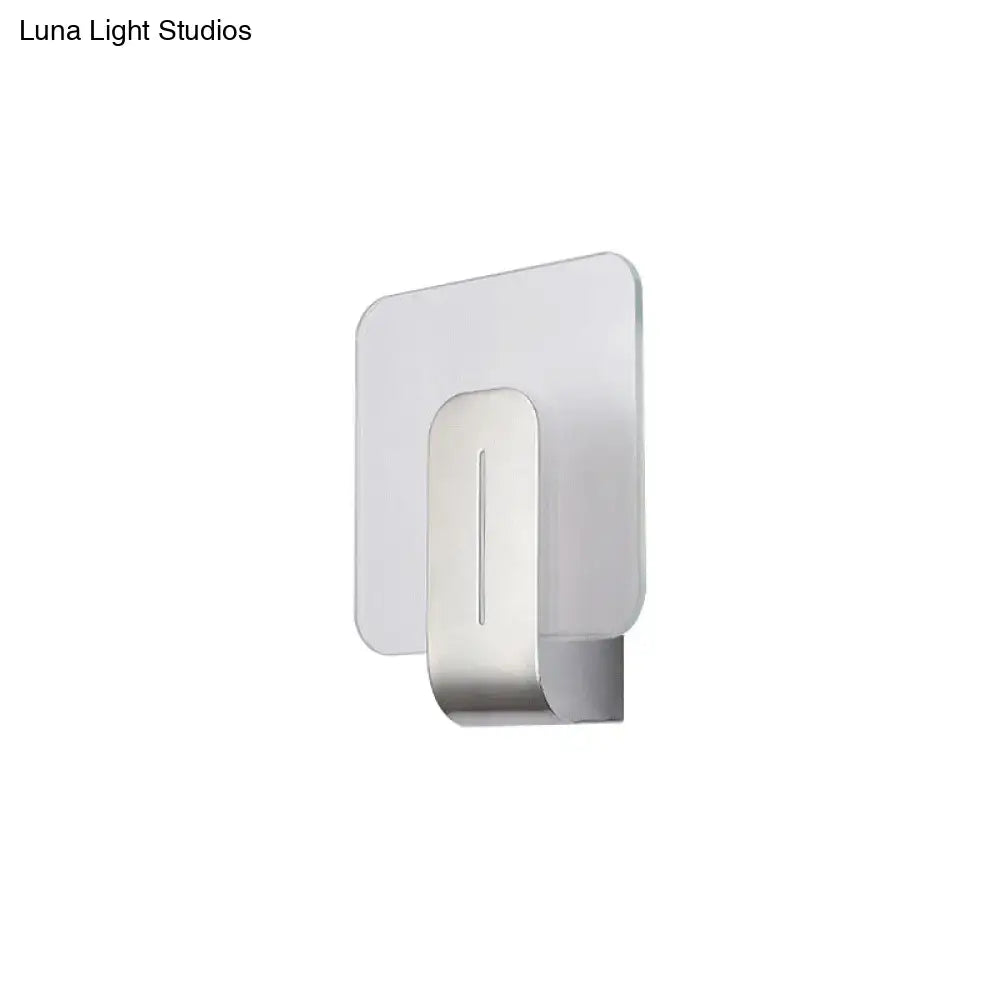 Nickel Glass Wall Sconce by Decorbites with rectangular glass backplate and curved arm on Tampa Home & Garden Store