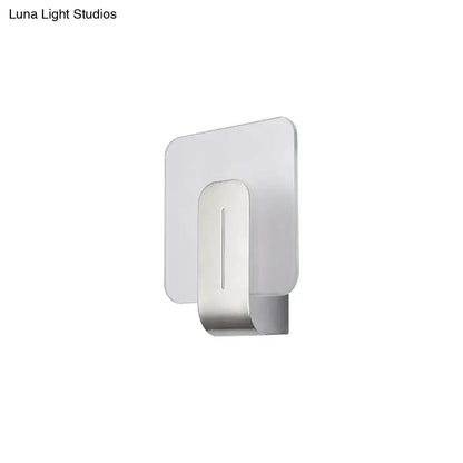 Nickel Glass Wall Sconce by Decorbites with rectangular glass backplate and curved arm on Tampa Home & Garden Store