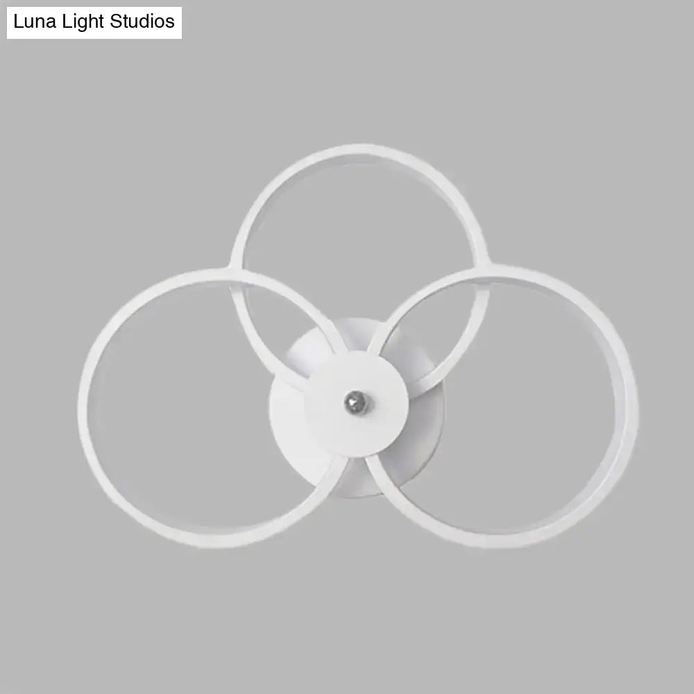 White 3-Ring Wall Sconce by Decorbites with three rings and round mounting base on Tampa Home & Garden Store