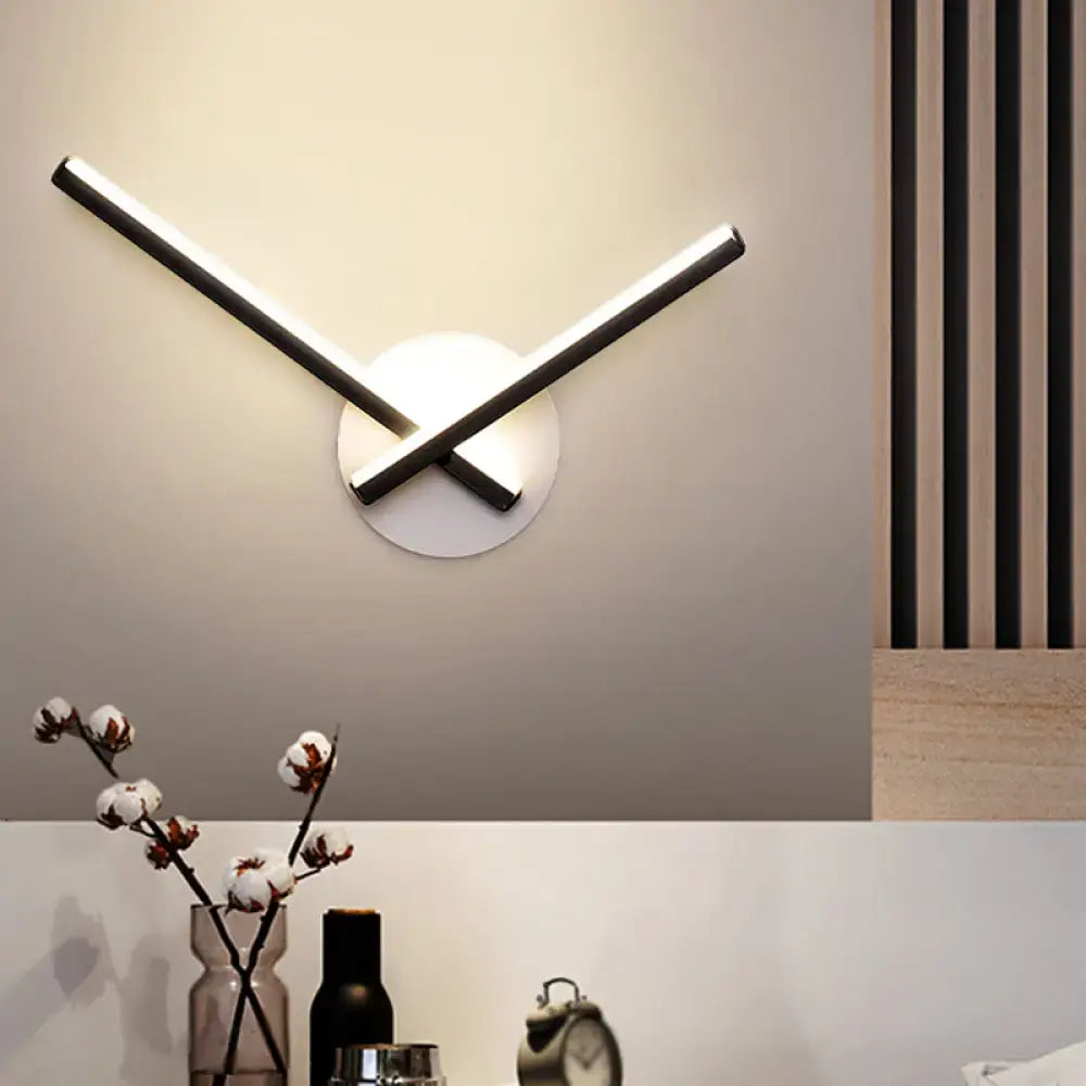 White ceiling light direct wired wall-mounted sconce with two intersecting LED bars by Decorbites on Tampa Home & Garden Store