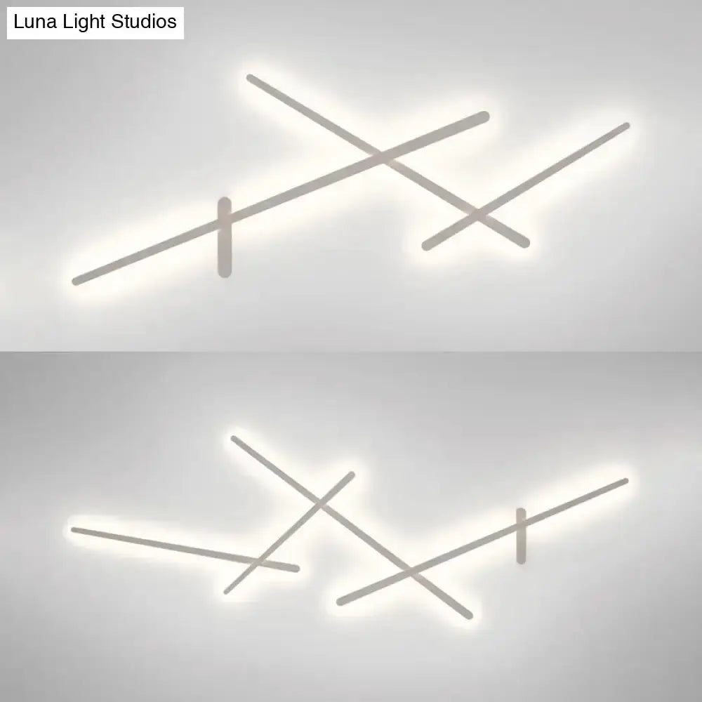 Modern Minimalist White Crossed Lines Wall Lamp