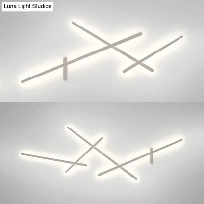 Modern Minimalist White Crossed Lines Wall Lamp