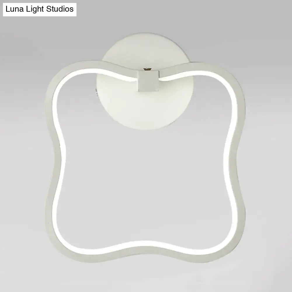 White curved square wall sconce with integrated LED edge lighting and round backplate Decorbites on Tampa Home & Garden Store