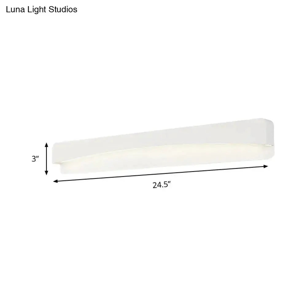 White minimalist rectangular wall sconce lamp by Decorbites, 24.5in long, 3in high on Tampa Home & Garden Store