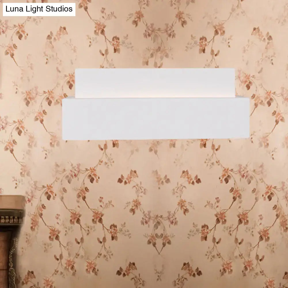 White rectangular wall washer wall light, Decorbites, two-tier fixture on floral wallpaper on Tampa Home & Garden Store