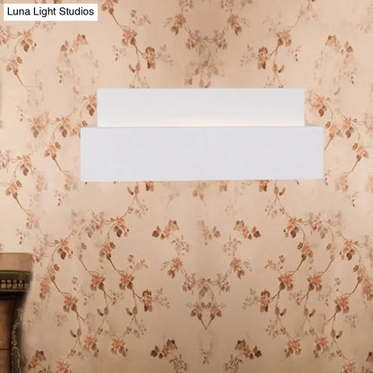 White rectangular wall washer wall light, Decorbites, two-tier fixture on floral wallpaper on Tampa Home & Garden Store