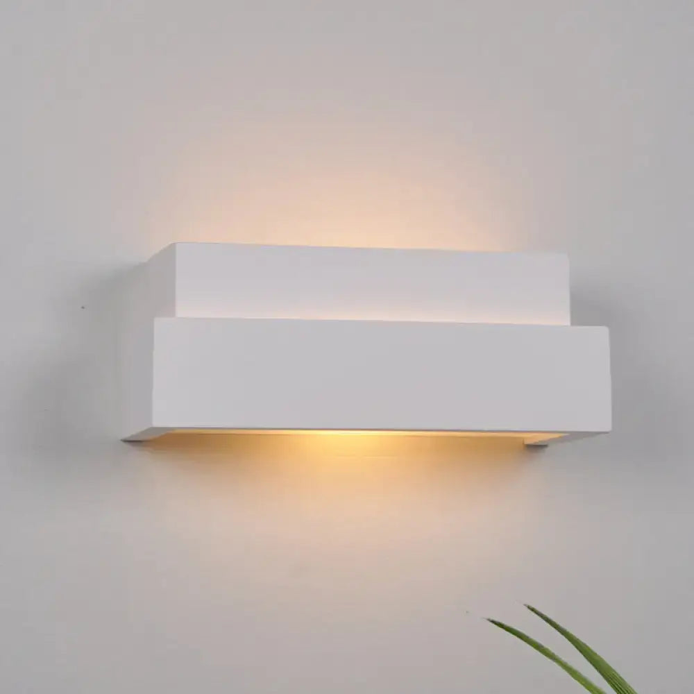 White Rectangular Wall Washer sconce with dual block design and warm glow on Tampa Home & Garden Store