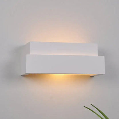 White Rectangular Wall Washer sconce with dual block design and warm glow on Tampa Home & Garden Store