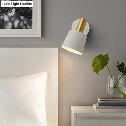 Mint Green and Gold Metal Drum Sconce Lamp